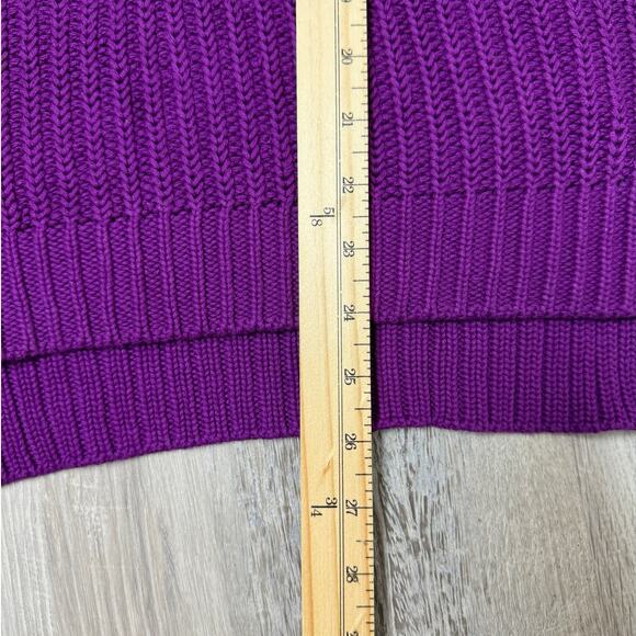 Lauren Ralph Lauren Oversized Cable Knit V-neck Sweater Purple Size Small - Picture 12 of 14